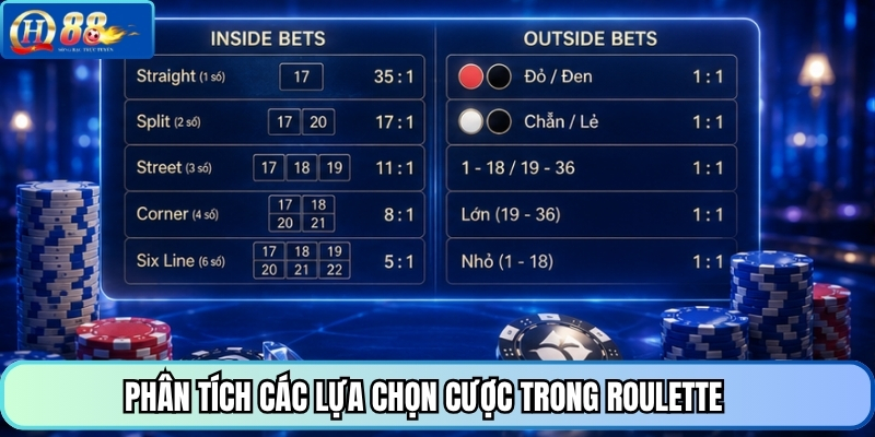 Phân tích các lựa chọn cược trong Roulette